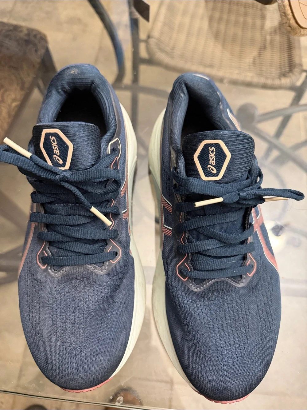 Asics Women’s Gel Kayano 30 Navy Athletic Running Shoes with Pink Accents